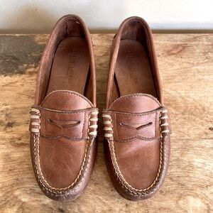 RALPH LAUREN Loafers Soft Lt Brown Leather Whip Stitched Handmade in Main USA 6B